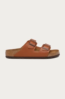 Birkenstock klapki skórzane Arizona męskie kolor brązowy