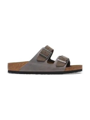 Birkenstock klapki skórzane Arizona męskie kolor zielony 1029159