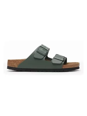 Birkenstock klapki skórzane Arizona męskie kolor zielony 1029165