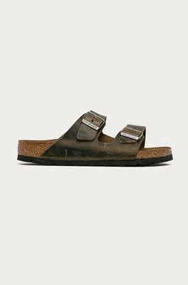 Birkenstock klapki skórzane Arizona męskie kolor zielony