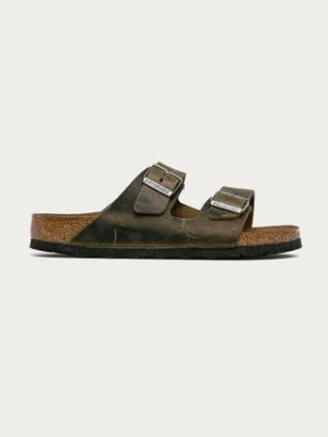 Birkenstock klapki skórzane Arizona męskie kolor zielony