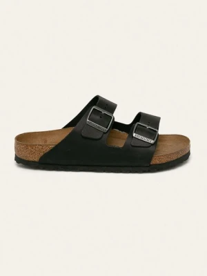 Birkenstock klapki skórzane Arizona SFB męskie kolor czarny
