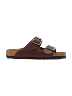 Birkenstock klapki skórzane Arizona Vintage Wood Wire Buckle męskie kolor brązowy 1030702