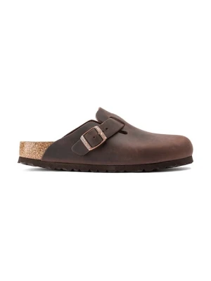 Birkenstock klapki skórzane Boston brązowy