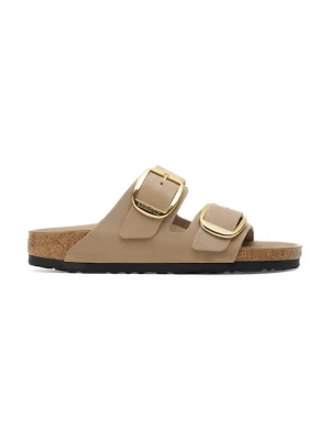 Birkenstock klapki skórzane Arizona Big Buckle beżowy