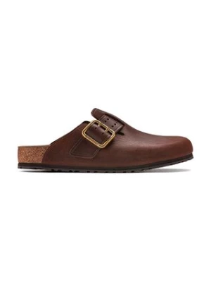 Birkenstock klapki skórzane Boston Bold Gap męskie kolor brązowy 1022589