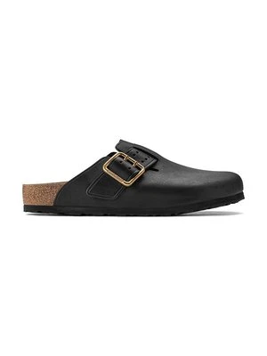 Birkenstock klapki skórzane Boston Bold Gap męskie kolor czarny 1022577