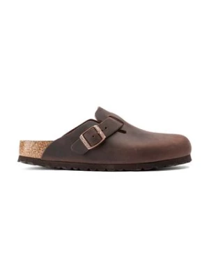 Birkenstock klapki skórzane Boston męskie kolor brązowy 860131