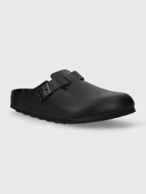 Birkenstock klapki skórzane Boston męskie kolor czarny 1026813