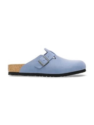 Birkenstock klapki skórzane Boston męskie kolor niebieski 1028225