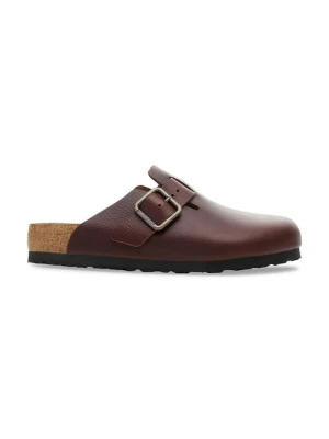 Birkenstock klapki skórzane Boston Vintage Wood Wire Buckle męskie kolor brązowy 1030703