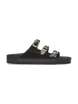 Birkenstock klapki skórzane Florida D-Buckle Exq damskie kolor czarny 1029385