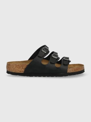 Birkenstock klapki skórzane Florida damskie kolor czarny 1011445