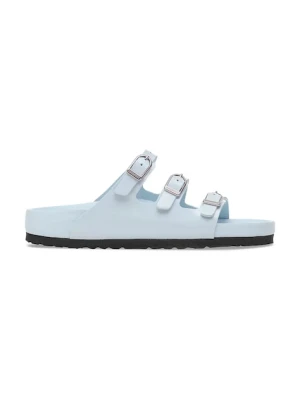 Birkenstock klapki skórzane Florida EXQ D-Buckle damskie kolor niebieski 1030950