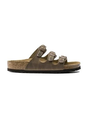 Birkenstock klapki skórzane Florida SFB damskie kolor zielony 1011432