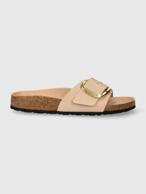 Birkenstock klapki skórzane Madrid Big Buckle damskie kolor beżowy 1026496