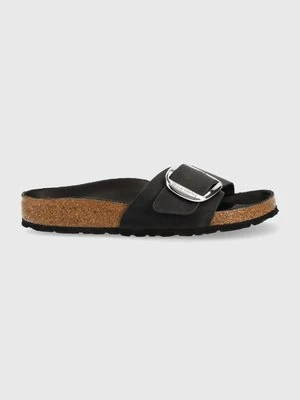 Birkenstock klapki skórzane Madrid Big Buckle damskie kolor czarny 1006522