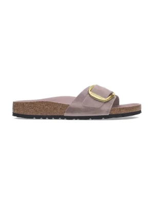 Birkenstock klapki skórzane Madrid Big Buckle damskie kolor fioletowy 1029300