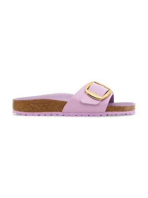 Birkenstock klapki skórzane Madrid Big Buckle damskie kolor fioletowy 1030296