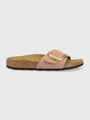 Birkenstock klapki skórzane Madrid Big Buckle damskie kolor różowy 1024039