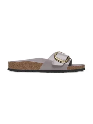 Birkenstock klapki skórzane Madrid Hammered Big Buckle damskie kolor fioletowy 1029843