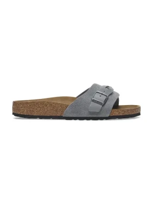 Birkenstock klapki skórzane Oita Braided damskie kolor szary 1029121