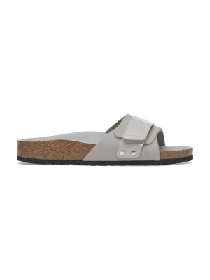 Birkenstock klapki skórzane Oita damskie kolor szary 1029312