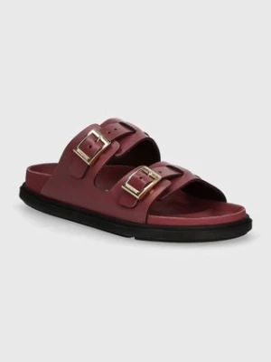 Birkenstock klapki skórzane St Barths damskie kolor bordowy 1027803