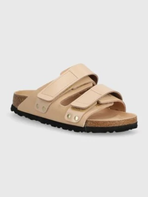 Birkenstock klapki skórzane Uji damskie kolor beżowy 1026544