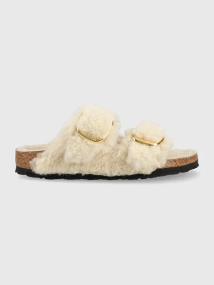 Birkenstock klapki wełniane ARIZONA BB SHEARLING 1023130 Arizona BB Shearling damskie kolor szary 1023130.TEDDY-EGGSHELL