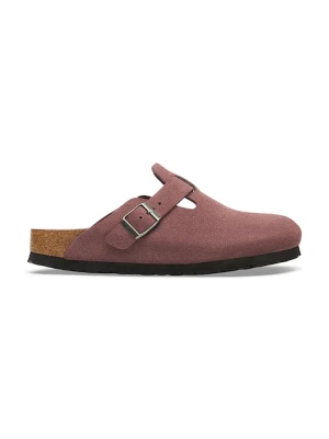 Birkenstock klapki z zakrytymi palcami zamszowe Boston Soft Footbed Suede Leather różowy