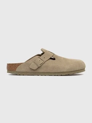 Birkenstock klapki zamszowe 1025844 damskie kolor zielony Boston