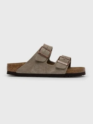 Birkenstock klapki zamszowe Arizona BS damskie kolor brązowy 51463