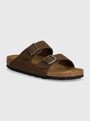 Birkenstock klapki zamszowe Arizona damskie kolor brązowy 1028264