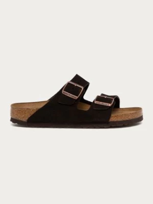 Birkenstock klapki zamszowe Arizona damskie kolor brązowy 951313