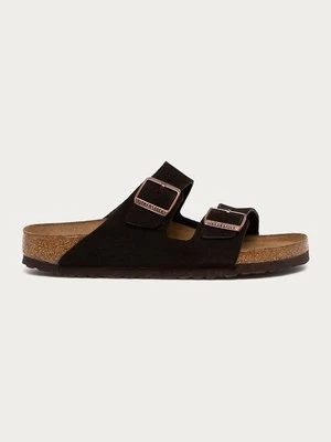 Birkenstock klapki zamszowe Arizona damskie kolor brązowy 951313