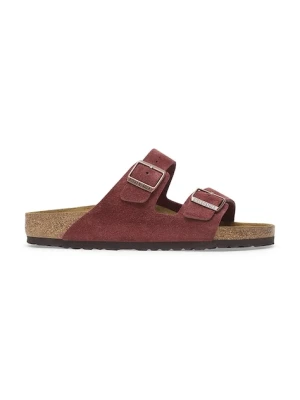 Birkenstock klapki zamszowe Arizona damskie kolor czerwony 1028331