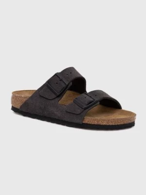 Birkenstock klapki zamszowe Arizona damskie kolor szary 1028592