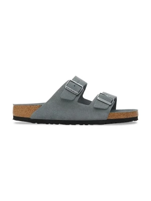 Birkenstock klapki zamszowe Arizona damskie kolor szary 1030912