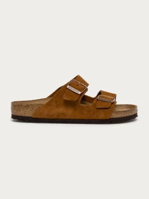 Birkenstock klapki zamszowe Arizona męskie kolor brązowy 1009526