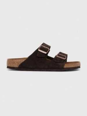 Birkenstock klapki zamszowe Arizona męskie kolor brązowy 1027077