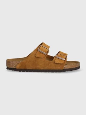 Birkenstock klapki zamszowe Arizona męskie kolor brązowy 1027082