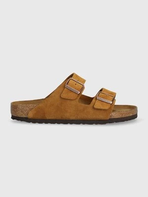 Birkenstock klapki zamszowe Arizona męskie kolor brązowy 1027082