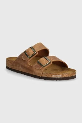 Birkenstock klapki skórzane Arizona męskie kolor brązowy 1028272