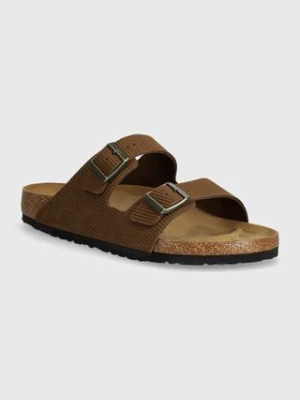 Birkenstock klapki zamszowe Arizona męskie kolor brązowy 1028280