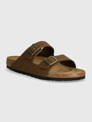 Birkenstock klapki zamszowe Arizona męskie kolor brązowy 1028280