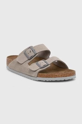 Birkenstock klapki zamszowe Arizona męskie kolor szary 1027749