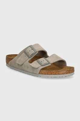 Birkenstock klapki zamszowe Arizona męskie kolor szary 1028603