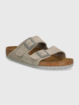 Birkenstock klapki zamszowe Arizona męskie kolor szary 1028603