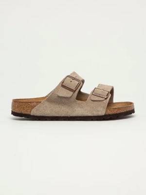 Birkenstock klapki zamszowe Arizona męskie kolor szary 951301